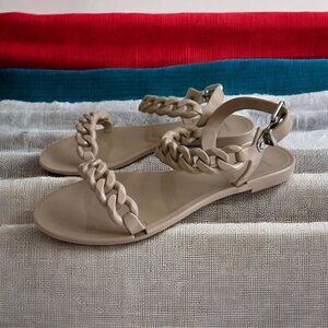 GIVENCHY Beige Nea Jelly Chain Sandals Flats Size 37
